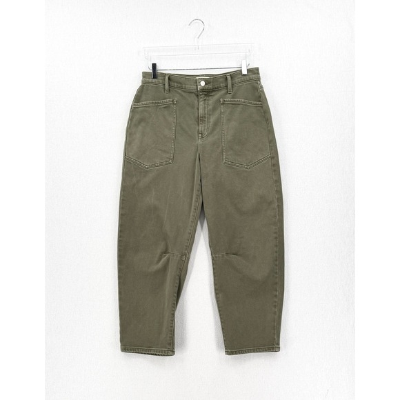 EVEREVE Cora Barrel Leg Utility Pant Womens 30 Olive Green Ankle Balloon - Picture 3 of 16